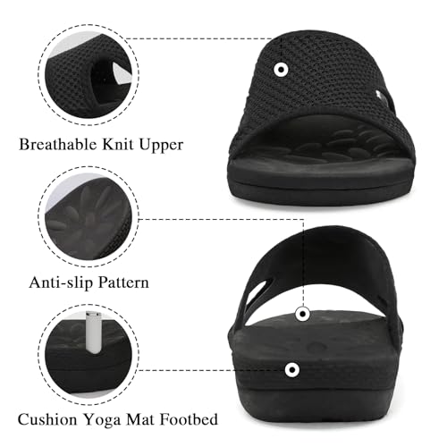 LeIsfIt Womens Slide Sandals Arch Support Slides Slip on Plantar Fasciitis Sandals Ladies Yoga Mat Thick Cushion Slipper Slides for Indoor Outdoor3