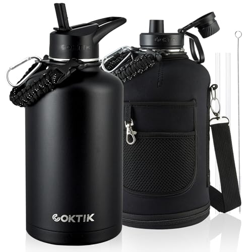 84oz Half Gallon Water Bottle - Triple Insulated Stainless Steel Flask, 48hr Cold Retention, Leakproof & BPA-Free, Large Water Jug for Gym, Hiking, Camping, Outdoor Sports (Midnight)