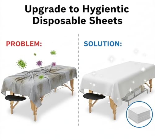 Image of Arihant 10 pcs Disposable Bedsheet SOR Salon, Spa, Parlor, Massage Table, Travel, Hotels (White, 30x72inch) 30 GSM Thickness Non-Woven Fabric