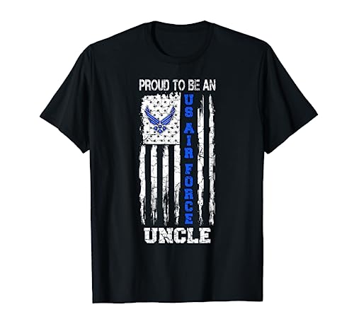Bandera de Estados Unidos con texto en inglés "Proud To Be An US Air Force Uncle" Camiseta
