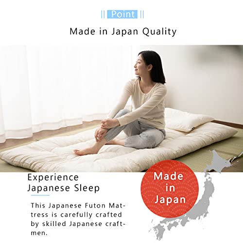 Emoor Space-Saving Japanese Futon Mattress, Compact-Twin, Made In Japan, Foldable Floor Sleeping Mattress Shikibuton Tatami Mat Bed Camp Guest-Use #TOP4