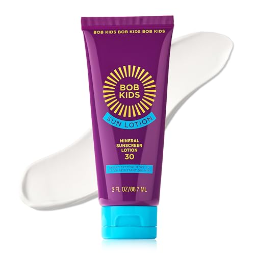 Image of Brush On Block - Sunscreen for Kids & Baby - BOB KIDS Mineral SPF 30 Lotion - 22% Zinc Oxide, No White Cast, Reef Safe - Non Toxic Sunblock with Coconut Oil - Sensitive Skin Face & Body 3oz