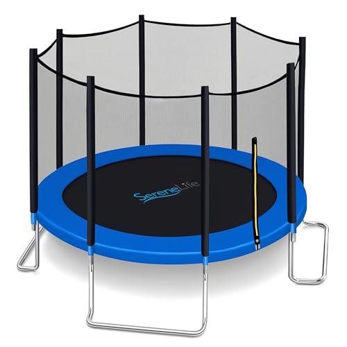 SereneLife 10FT Trampoline Outdoor – Heavy-Duty Backyard Trampoline for Kids