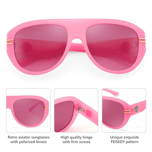 Image of FEISEDY Retro Polarized Aviator Sunglasses for Men Women Trendy 70s Vintage Plastic Frame Sun Glasses B4150