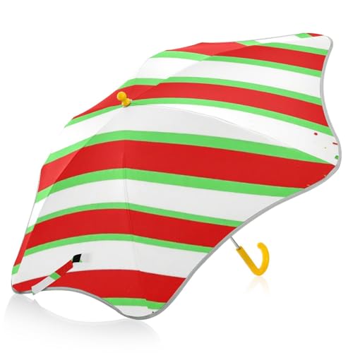 Paraguas infantil de Navidad con rayas verdes y cinta reflectante ideal para regalar a niños 2