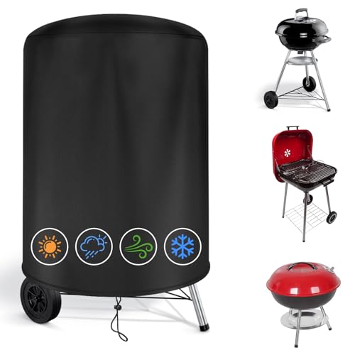 OFFCUP Kugelgrill Abdeckung 210D Oxford, Ø70 x 90 cm, Grillabdeckung Wetterfest, Grill Abdeckhaube Rund Gasgrill Wasserdicht Staubdicht Abdeckplane Reißfest UV BBQ Cover