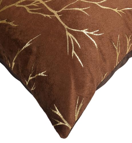 Image of Velvet Foil Cushion Covers 18 inch x 18 inch Set of 2, Brown
