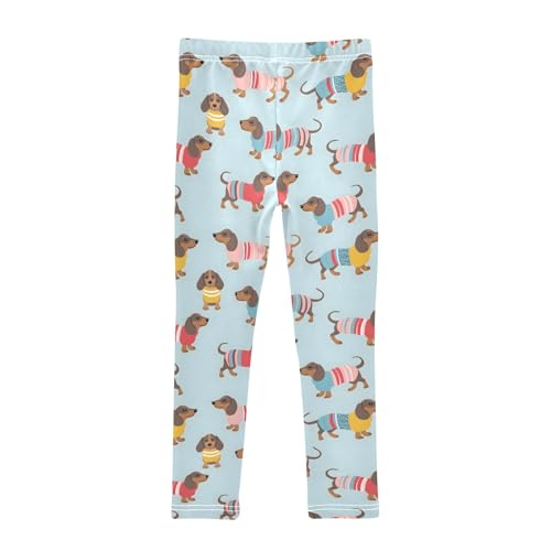 senya Girls Printed Leggings Yoga Pants Happy Dachshund Dogs Pattern for Kids in 4t to 10 Years, 4T2