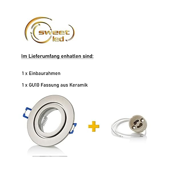 Sweet Led® Einbaurahmen inkl. GU10 Fassung 230V IP44 Einbauleuchten-Rahmen Aluminium Einbauspots fürs Bad Möbelleuchten… – Bild 7