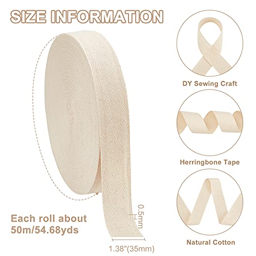 NBEADS 54.68 Yards(50m)/Roll Herringbone Cotton Webbings - Image 2