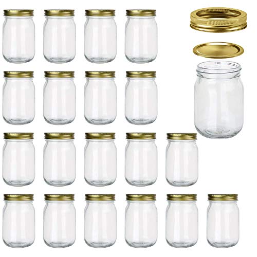 Encheng 12 oz glass jars with lids and bands,ball wide …
