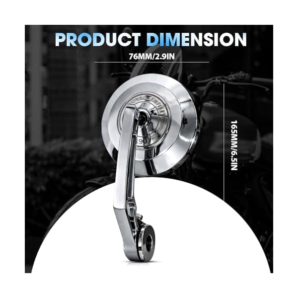 OTOROYS Premium Bar End Mirror for Hunter 350 & Meteor 350 | Round Convex Motorcycle Handlebar End Mirror | CNC Metal Handle & ABS Frame | Anti-Glare Rear View Bike Mirror Set of 2 (Silver)