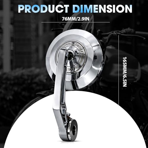 Image of OTOROYS Premium Bar End Mirror for Hunter 350 & Meteor 350 | Round Convex Motorcycle Handlebar End Mirror | CNC Metal Handle & ABS Frame | Anti-Glare Rear View Bike Mirror Set of 2 (Silver)