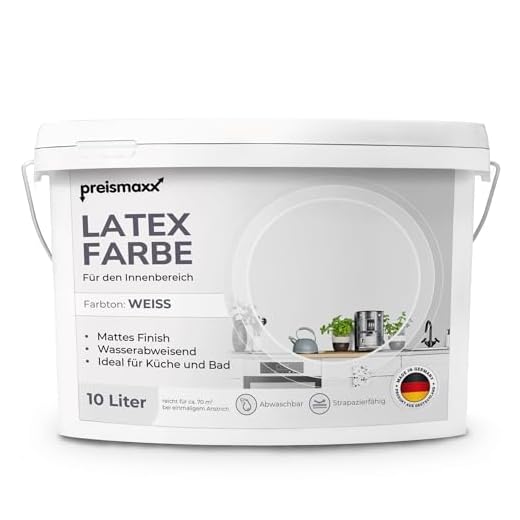 preismaxx Mattlatex Wandfarbe, Latexfarbe, weiß, matt, 10 Liter, Deckkraftklasse 2, Nassabriebklasse 2