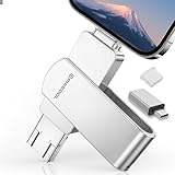 アプリ不要！「256GB」 4in1 phone対応「直結写真即保存」Phone用/Androidスマホ/pad/PCから 直接 usb に 写真データ保存/移す/バックアップ可能 hdd外付けストレージ 容量不足解消 メモリースティックコンパクト設計 usb メモリ- (銀, 256, GB)