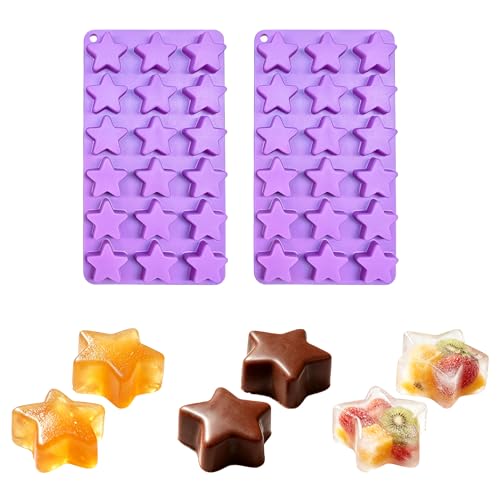 SEABABOO 2 Stück Silikonform Stern 36 Kavitäten 2 3x2 1 cm Sternform Schokoladenform Pralinenform Silikon Backform für Schokolade Eiswürfel Kekse Bonbons Gelee Kuchen Dekoration Lila