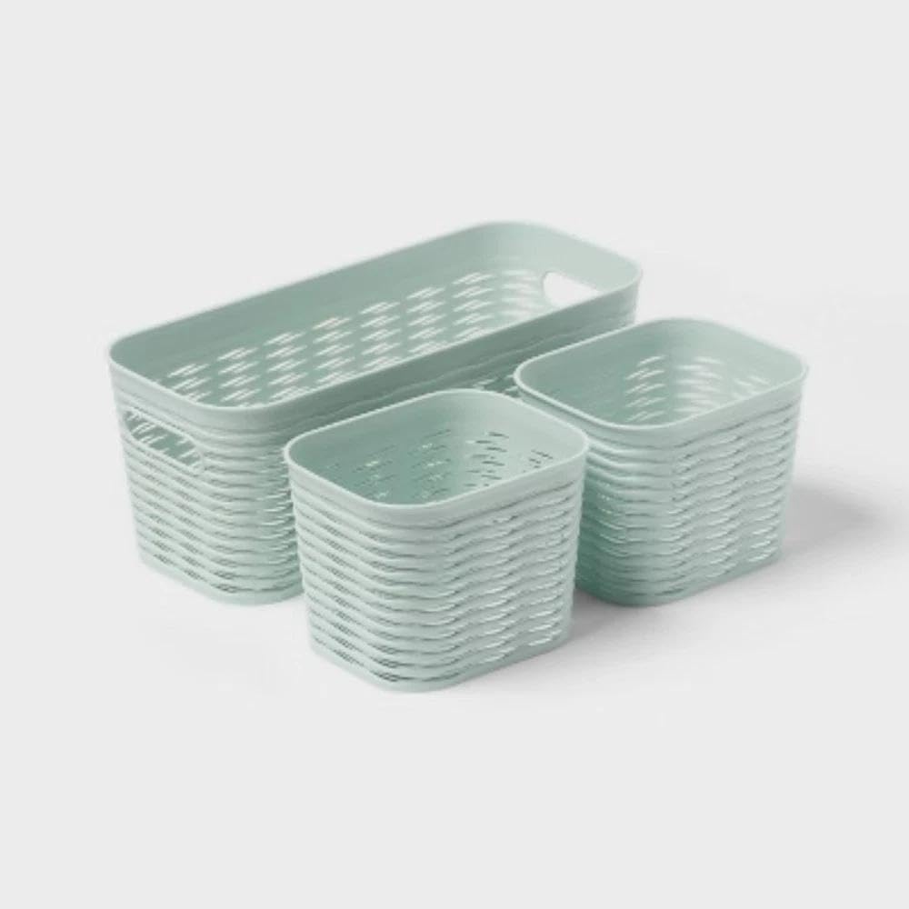 for 3pk Wave Assorted Decorative Basket Mint Green 5L Narrow 2c for Brightroom™