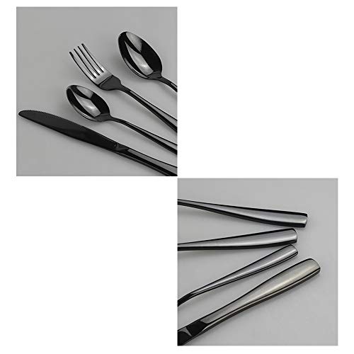 Neadas roestvrij staal zwart bestek bestek lepel vork messen set, 24-delig voor 6 personen - Image 8