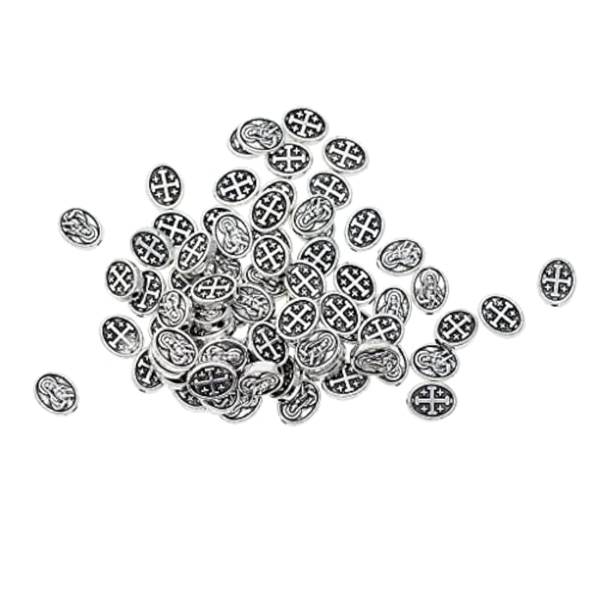 50 Piece Tibetan Silver Alloy MaryOval Loose Spacer Beads