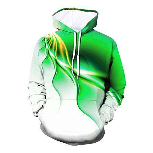 High Visibility Hoodie For Mens Fashion Tie Dye 3D Graphics Flame Burning Hoodies Spring And Autumn Long Sleeved Sweatshirt Pullover Light Up Hoodies Thin Hoodies For Men Green Hoodie X-Large #TOP19