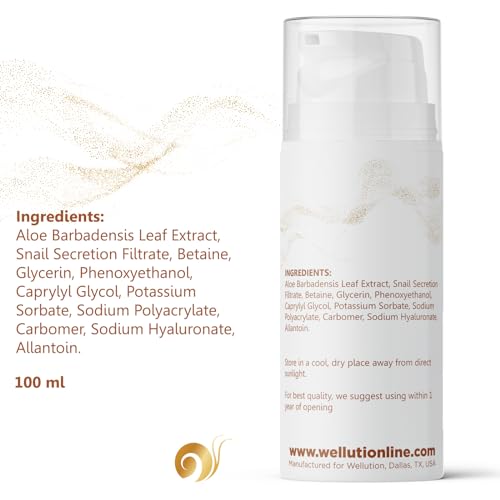 Hydrating Snail Mucin Serum – With Hyaluronic Acid & Aloe – Korean Anti-Aging Skincare – 80% Pure – 3.4oz – Made in USA - by WELLUTION - Image 6