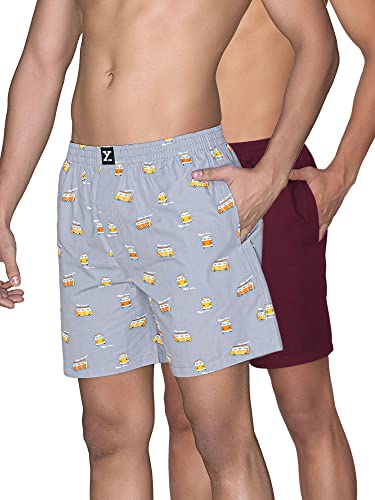 Image of XYXX Men's Surf & Pace Super Combed Cotton Boxer Shorts (Pack of 2)