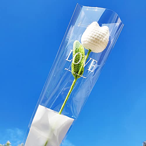 Crochet Flower 1 Pcs Finished Handmade Knitted Sunflower Tulip Rose Artificial Flower Faux Plants Home Decor Gift For Mothers Day Fathers Day Graduation #TOP1