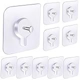 YOGEERNIC Adhesive Hooks for Wall(13lb Max), Wall Hangers Without Nails for Photos Frames, Utility Waterproof and Oil Resistant Hooks for Decorations and Bathroom Kitchen Racks -10 Pack