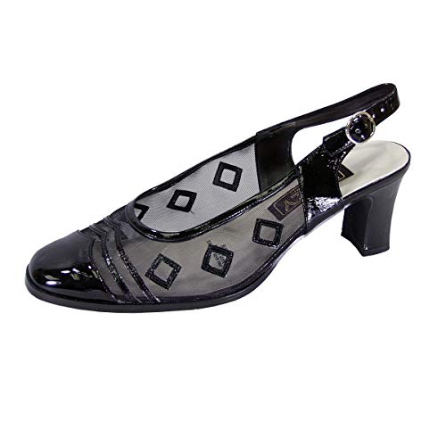 Fuzzy Greta Women's Wide Width Closed Toe Decorative Nylon Mesh Slingback