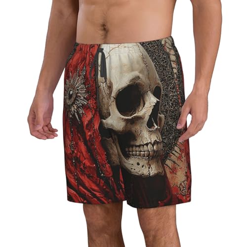 Men's Swim Trunks Quick Dry Beach Board Shorts Bathing Suits - Death Gothic Skull2