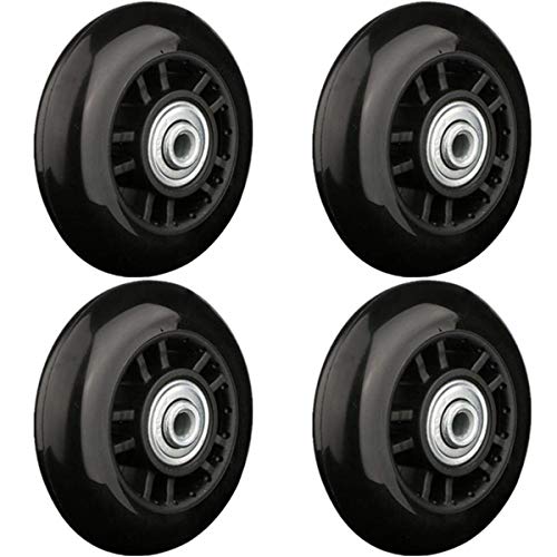 Luggage Wheels Replacement, (Set of 4) 70x27mm Back Mute Rubber Repair Replacement Luggage Wheel Suitcase Wheels Parts Spinner, Black