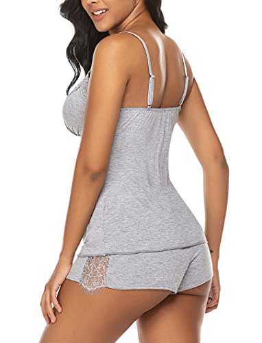 Avidlove Womens Sleepwear Lace Pajamas Cami Pjs Set Sexy Nightwear (X-Large, Gray) #TOP2
