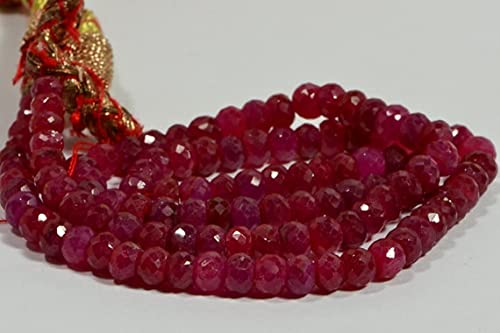 Rubis véritable en perles facettées de 5,3x3,5mm pour création joaillière