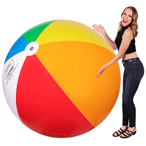 Narwhal Novelties 6 Foot Large Beach Ball; Rainbow, Gigantic, Jumbo Inflatable Beach Ball (6 Foot Beach Ball)