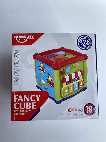 مكعب تعليمي من جزولكسوين، مصنوع من بلاستيك ABS، مناسب للجنسين من عمر 12 شهراً. يتميز بستة ألعاب في واحد مع بيانو موسيقي وأضواء وفارز أشكال. يساعد في تنمية المهارات المعرفية.