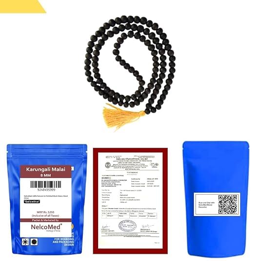 Karungali Mala - 8MM Beads | Natural Unpolished Pathala Sembu Murugan Karungali Mala (Necklace) |108 Beads Ebony Wood | Black Orginal Karungali for Meditation | Certificate Along with Mala2