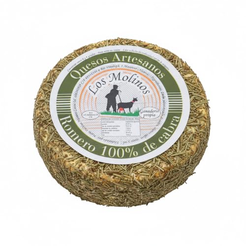 Queso Artesano Romero 100% de Leche de Cabra Entero 500 gr | Queso Gourmet Elaboración Tradicional y Casera con Ganadería Propia | Sabor Único y Natural | Pack Premium Caja de Madera (SIN CAJA)