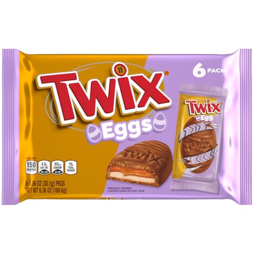 Image of TWIX Eggs Milk Chocolate Caramel Candy Bars Easter Basket Stuffers, 6 Ct Pack