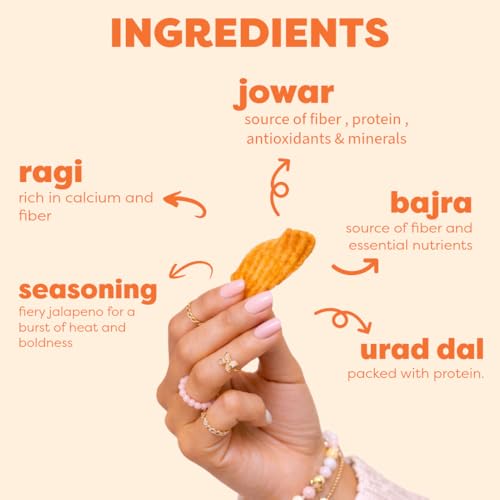 Image of NoCap Zero Guilt Healthy Chips | No Palm Oil, No Transfat & Cholesterol | Made with Real Veggies & Millets | Mad Tasty | Mix Veg Masala & Millet Jalapeno | 2 Packs (150g Each)