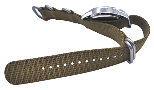 Artstyle Watch Band With 1.5Mm Thickness Quality Nylon Strap And Heavy Duty Brushed Buckle (Khaki, 22Mm) #TOP5