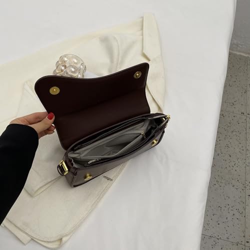 Image of Shoulder Bag for women Y2K Crossbody Vegan Leather Purse Straps Retro Clutch Hobo Hadbags with 2 Removable