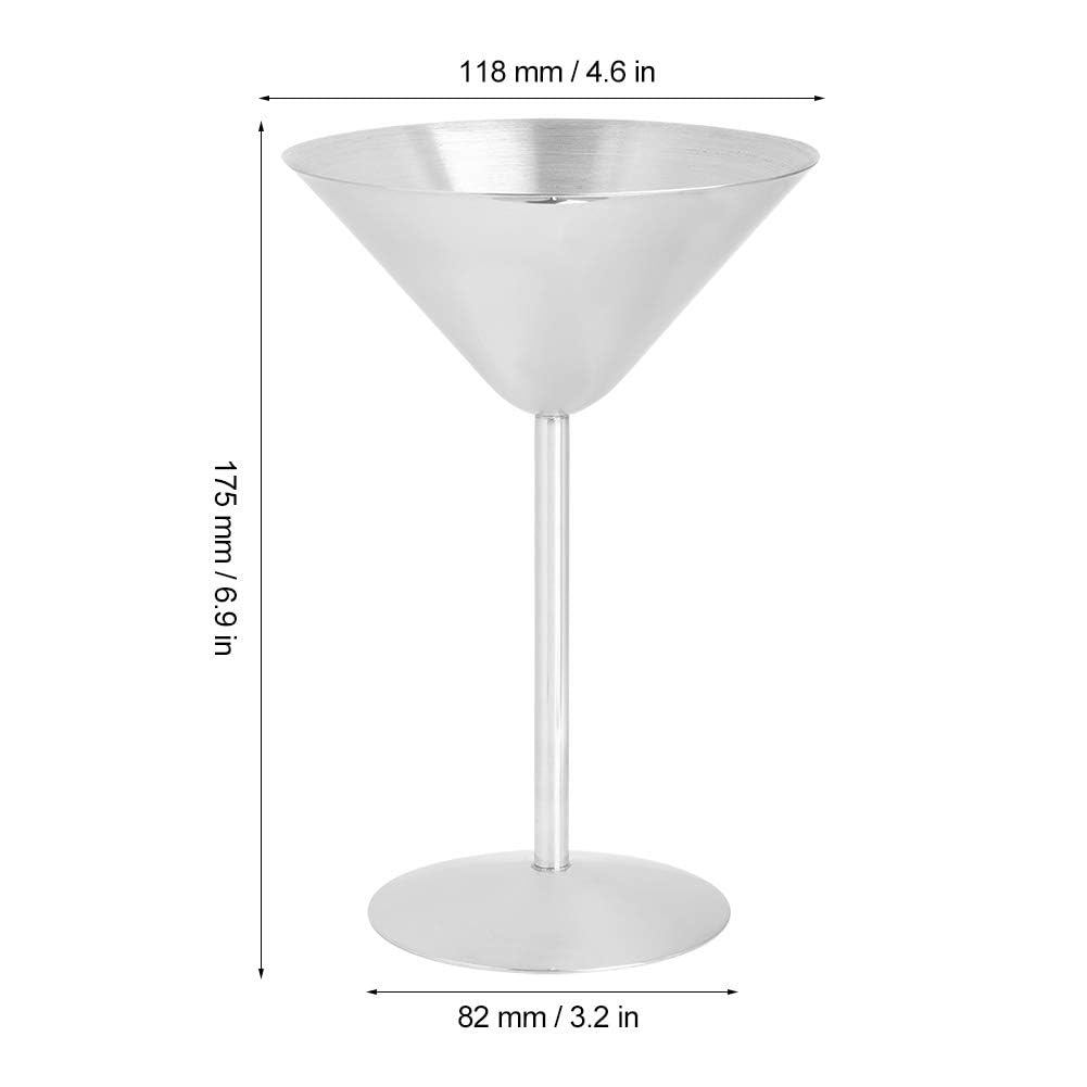 Stainless Steel Martini Glasses Set of 2, Unbreakable Martini Glasses Metal Cocktail Glasses Champagne Glass Stylish Cocktail Glasses Mirror Polished Finish Martini Glass Set for Bar Party