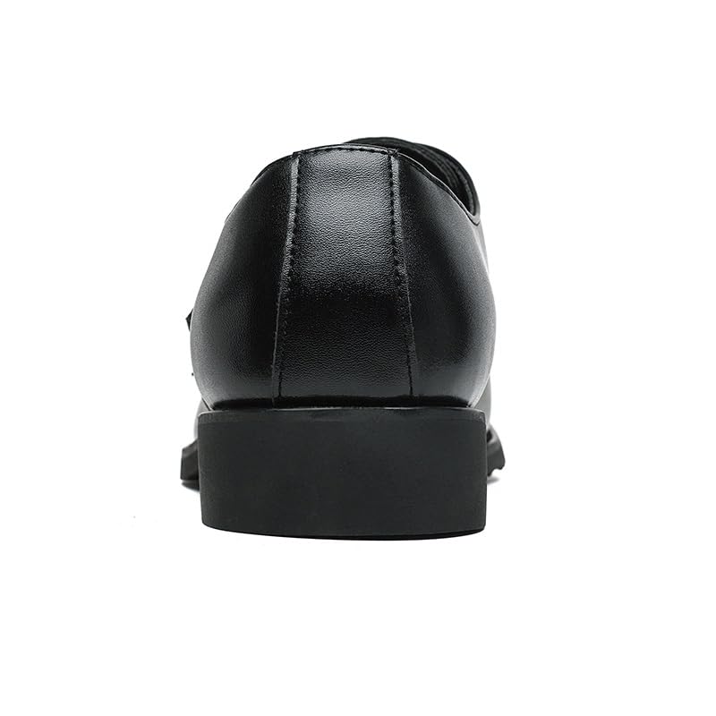 HOOENG Formal Shoes for Men Slip On Round Toe PU Leather Monk Strap Apron Toe Resistant Non Slip Rubber Sole Walking(Color:Black,Size:12)3