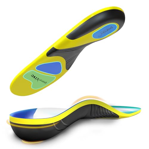 Gviipk Upgraded Plantar Fasciitis Insoles, 240lbs Heavy Duty Work Boot Insoles for Men, Arch Support Orthotics Inserts, Athletic Gel Shoe Inserts for Pain Relief, Flat Feet, Standing All Day - XL