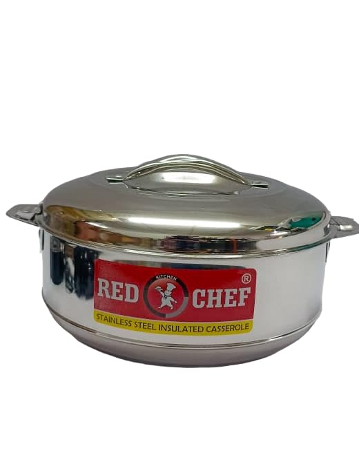 Red Kitchen Chef Stainless Steel Steelo Cassorole | Easy to Carry Hot Boxes for Kitchen | Hot Food, Easy to Store | 3000 ml