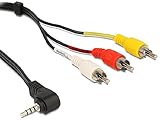 Anzahl der Packungen: 1 DELOCK Kabel Klinke 3,5mm 4 Pin ST gewinkelt auf 3x Cinch ST 1,5m