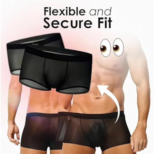 Niksy Underwear, Niksy Men's Ultra-Thin Ice Silk Transparent Boxer Briefs, Cooling Soft Breathable See-Through Sexy Underwear4