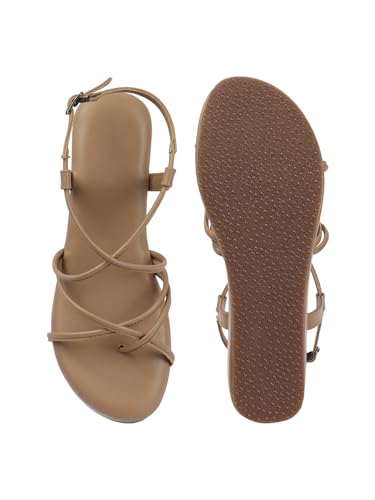 Image of TRYME Women Open Toe Comfort Multi Strap Stylish Daily Wear Wedge Heel Sandals