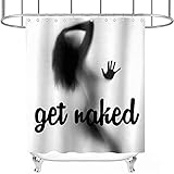 Get Naked Shower Curtain Funny Sexy Girl Shadow Theme Cloth Fabric Bathroom Decor Sets with Hooks Waterproof Washable 72 x 72 Inches Black and White