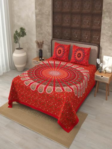 Image of Double Bed Printed Bedsheet with 2 Pillow Covers | Premium Cotton